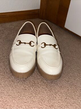 a new day White Loafer Mules with Gold Horsebit